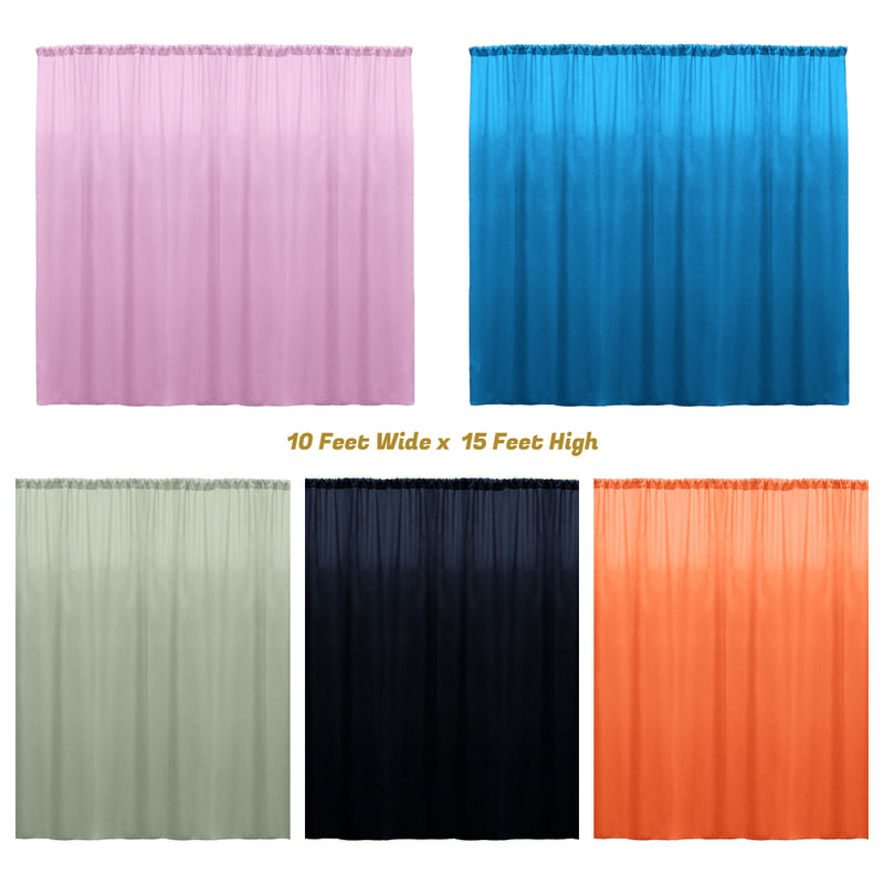 Backdrop Drape Curtain 10 Feet Wide x 15 Feet High, Polyester Poplin SEAMLESS 1 Panel.