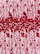 Satin 3D floral glitter sequin fabric/prom/wedding lace/costume/apparel.