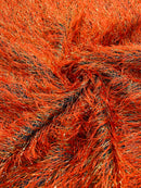 Shaggy Jacquard Faux Ostrich/Eye Lash Feathers Fringe With Metallic Thread (By The Yard)