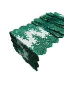 14"Wide X 90"Long Sequins Metallic Embroidered Lace on Mesh Fabric, Trim Lace, Table Runner. - New Creations Fabric & Foam Inc