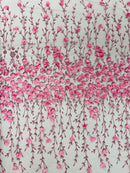 Satin 3D floral glitter sequin fabric/prom/wedding lace/costume/apparel.