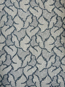 HEAVY BEADED LEAF DESIGN ON A MESH FABRIC (By The Yard)