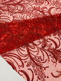 Vine Glitter Design On A Mesh Lace Fabric/Prom