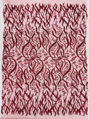 JEWEL VINE BEADED LACE ON MESH FABRIC (By The Yard)