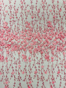 Satin 3D floral glitter sequin fabric/prom/wedding lace/costume/apparel.