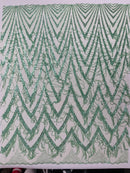 GEOMETRIC BEADED FRINGE DESIGN ON A MESH FABRIC (By The Yard)