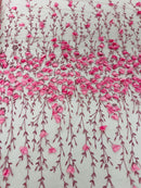 Satin 3D floral glitter sequin fabric/prom/wedding lace/costume/apparel.