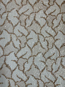 HEAVY BEADED LEAF DESIGN ON A MESH FABRIC (By The Yard)