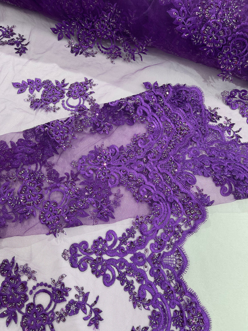 ELEGANT BEADED FLORAL LACE (By The Yard)