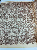 KING DAMASK SEQUIN STRETCH MESH FABRIC (By The Yard)