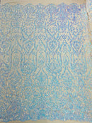 KING DAMASK SEQUIN STRETCH MESH FABRIC (By The Yard)