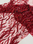 JEWEL VINE BEADED LACE ON MESH FABRIC (By The Yard)