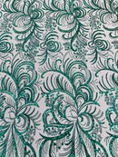 Vine Glitter Design On A Mesh Lace Fabric/Prom