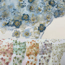 Multi Color 3D Floral Design Embroider with Pearls in a Mesh Lace Fabric -Sold by the yard.