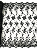 BIG FLORAL DAMASK BEADED MESH LACE FABRIC (By The Yard)