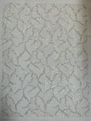 HEAVY BEADED LEAF DESIGN ON A MESH FABRIC (By The Yard)