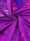 OIL SLICK IRIDESCENT FOGGY FOIL STRETCH VELVET FABRIC (By The Yard