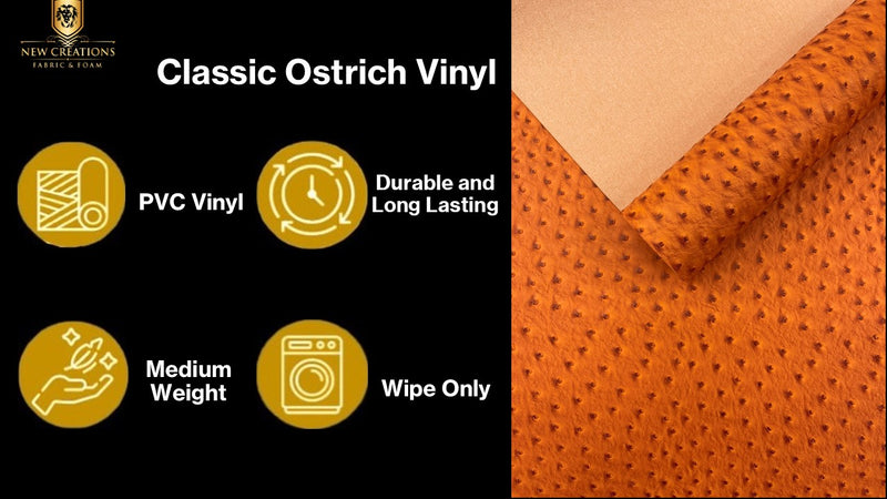 Classic Ostrich Upholstery Vinyl Fabric / Faux Leather Accessories Crafting Apparel Upholstery Vinyl Fabric 54" Wide.