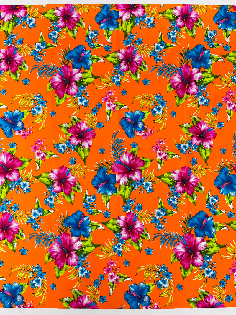 Multi Color Hawaiian Hibiscus  Floral Fabric/ 100% Cotton/45" Wide (by the yard)