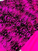 Hot Rod Tricot Holographic 4 Way Spandex With Black Flocking Flames And Red Glitter Fabric-