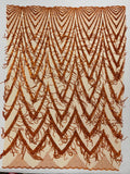 GEOMETRIC BEADED FRINGE DESIGN ON A MESH FABRIC (By The Yard)