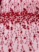 Satin 3D floral glitter sequin fabric/prom/wedding lace/costume/apparel.