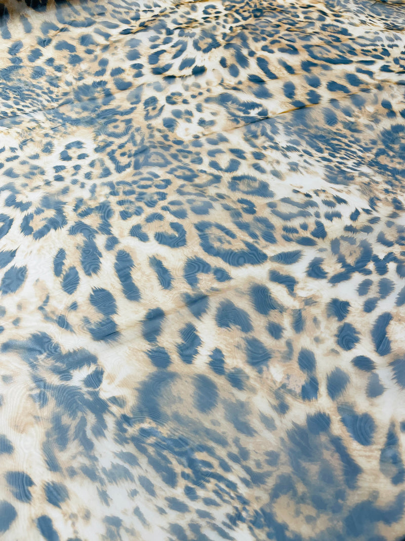 LEOPARD ANIMAL PRINT ON LIQUID ORGANZA FABRIC (By The Yard)