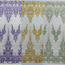 Royalty Damask Beaded Lace Luxury on Mesh, by The Yard.