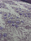 3D Floral Big Glitter Damask Design On A Mesh Lace 54" Wide| New Creations Fabric & Foam Inc. - New Creations Fabric & Foam Inc