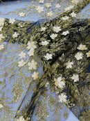 3D Floral Big Glitter Damask Design On A Mesh Lace 54" Wide| New Creations Fabric & Foam Inc. - New Creations Fabric & Foam Inc