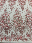 3D Floral Big Glitter Damask Design On A Mesh Lace 54" Wide| New Creations Fabric & Foam Inc. - New Creations Fabric & Foam Inc