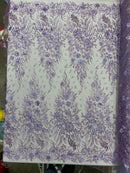 3D Floral Big Glitter Damask Design On A Mesh Lace 54" Wide| New Creations Fabric & Foam Inc. - New Creations Fabric & Foam Inc