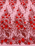 3D Floral Big Glitter Damask Design On A Mesh Lace 54" Wide| New Creations Fabric & Foam Inc. - New Creations Fabric & Foam Inc