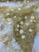 3D Floral Big Glitter Damask Design On A Mesh Lace 54" Wide| New Creations Fabric & Foam Inc. - New Creations Fabric & Foam Inc