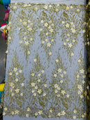 3D Floral Big Glitter Damask Design On A Mesh Lace 54" Wide| New Creations Fabric & Foam Inc. - New Creations Fabric & Foam Inc