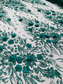 3D Floral Big Glitter Damask Design On A Mesh Lace 54" Wide| New Creations Fabric & Foam Inc. - New Creations Fabric & Foam Inc