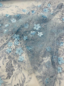 3D Floral Big Glitter Damask Design On A Mesh Lace 54" Wide| New Creations Fabric & Foam Inc. - New Creations Fabric & Foam Inc