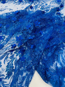 3D Floral Big Glitter Damask Design On A Mesh Lace 54" Wide| New Creations Fabric & Foam Inc. - New Creations Fabric & Foam Inc