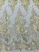 3D Floral Big Glitter Damask Design On A Mesh Lace 54" Wide| New Creations Fabric & Foam Inc. - New Creations Fabric & Foam Inc