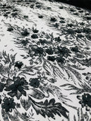 3D Floral Big Glitter Damask Design On A Mesh Lace 54" Wide| New Creations Fabric & Foam Inc. - New Creations Fabric & Foam Inc