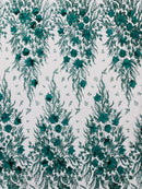 3D Floral Big Glitter Damask Design On A Mesh Lace 54" Wide| New Creations Fabric & Foam Inc. - New Creations Fabric & Foam Inc