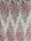 3D Floral Big Glitter Damask Design On A Mesh Lace 54" Wide| New Creations Fabric & Foam Inc. - New Creations Fabric & Foam Inc