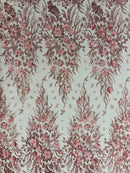 3D Floral Big Glitter Damask Design On A Mesh Lace 54" Wide| New Creations Fabric & Foam Inc. - New Creations Fabric & Foam Inc