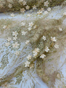 3D Floral Big Glitter Damask Design On A Mesh Lace 54" Wide| New Creations Fabric & Foam Inc. - New Creations Fabric & Foam Inc