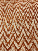 GEOMETRIC BEADED FRINGE DESIGN ON A MESH FABRIC (By The Yard)
