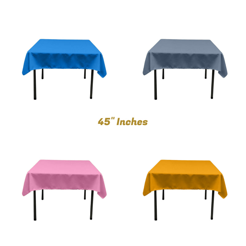 45" Square Polyester Poplin Tablecloth / Overlay/ Party Supply.