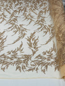 FASHION VINE BEADED LACE ON A MESH FABRIC (By The Yard)