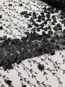 Satin 3D floral glitter sequin fabric/prom/wedding lace/costume/apparel.