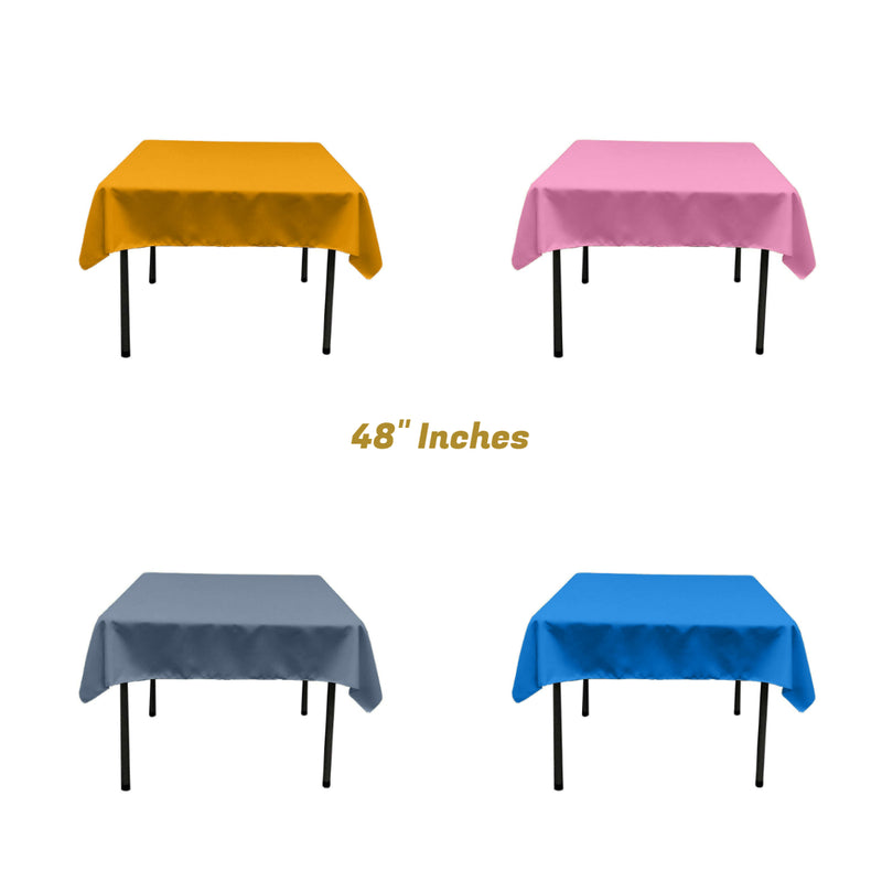 48" Square Polyester Poplin Tablecloth / Overlay/ Party Supply.