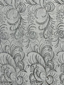 Vine Glitter Design On A Mesh Lace Fabric/Prom